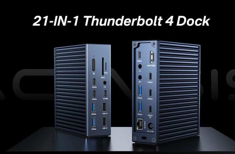 Thunderbolt 4 Dock extension USB4 40Gbp/s 8K DP 2.5GbE 21-in-1 Brand New - GreshamTech