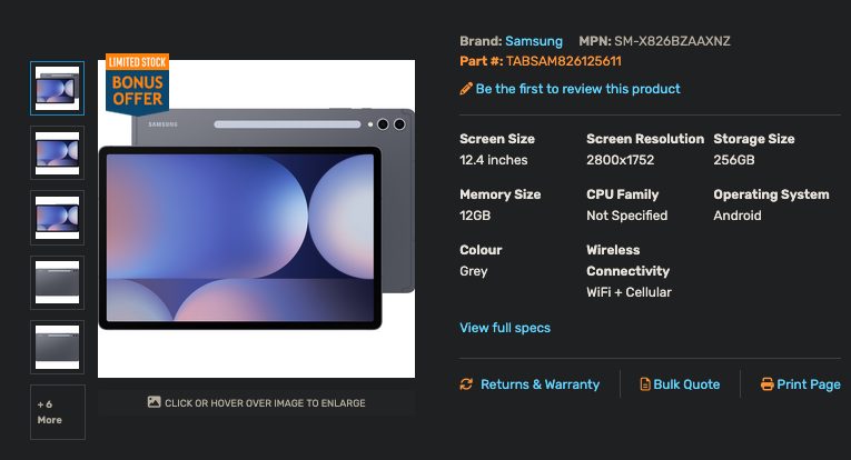 Samsung Tab S10+ 12+256GB WIFI+Cellular Data Very Good Condition - GreshamTech