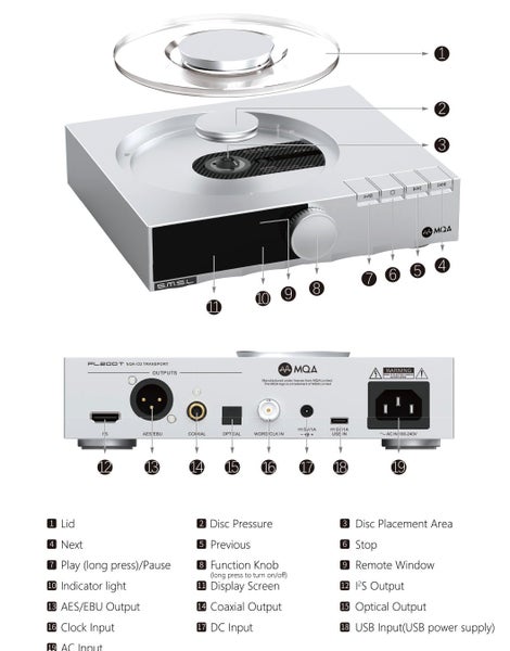 SMSL S.M.S.L PL200T MQA CD Player DAC DSD512 Bluetooth LDAC Aptx-HD New - GreshamTech