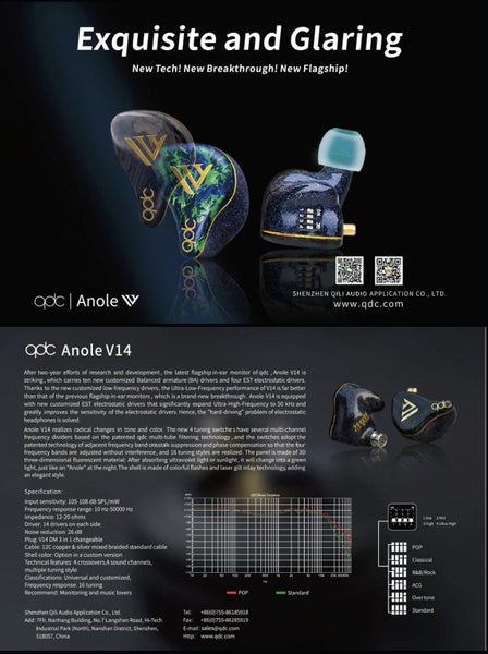 QDC V14C Earphones High fedility Music Stage professional IEM Brand New - GreshamTech