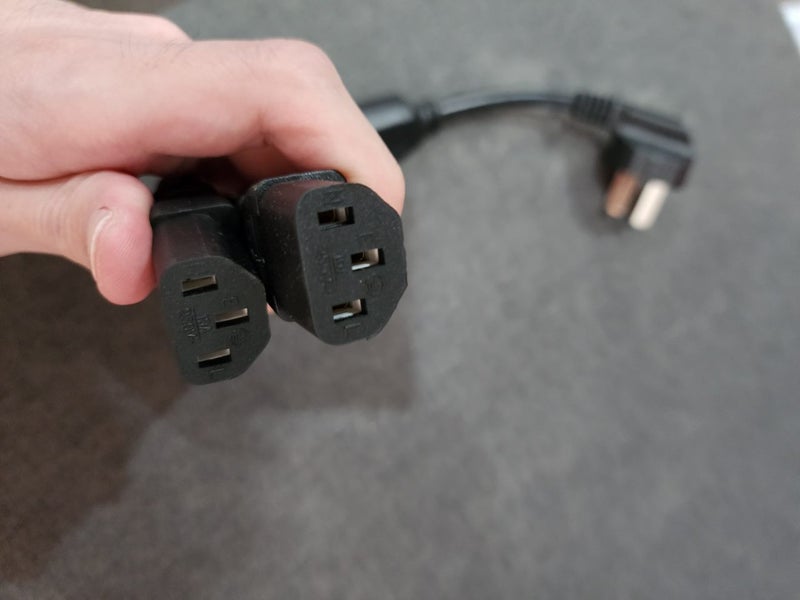 Power cable cord for computer 1 spilt to 2 0.3m 30cm brand new - GreshamTech