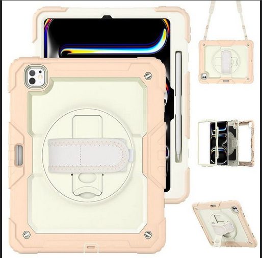 New iPad Pro 11 / 13 inch 2024 (M4) Shockproof Stand Case White color New - GreshamTech