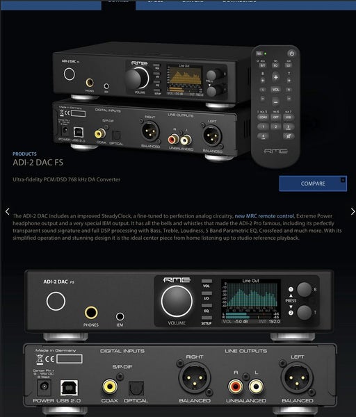 RME ADI-2 FS DAC DAP Music Player high fidelity DSD Like New ex-demo 9.5/10 - GreshamTech
