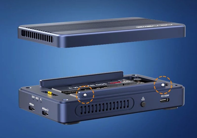 Thunderbolt 3 Enclosure M.2 Dual Nvme SSD USB4 40Gbp/s HDMI USB Acasis Brand New - GreshamTech