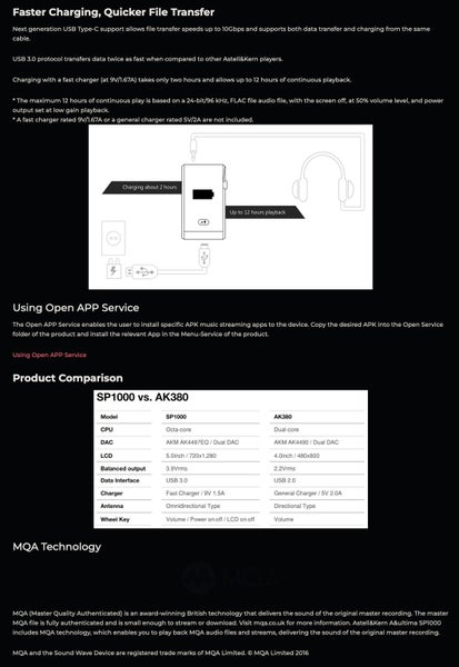 Astell&Kern A&ultima SP1000 Digital Audio Player DAC Brand New - GreshamTech