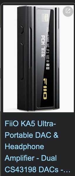 Fiio KA5 Ultra CS43198x2 DAC USB High Fidelity Player convertor Like New - GreshamTech