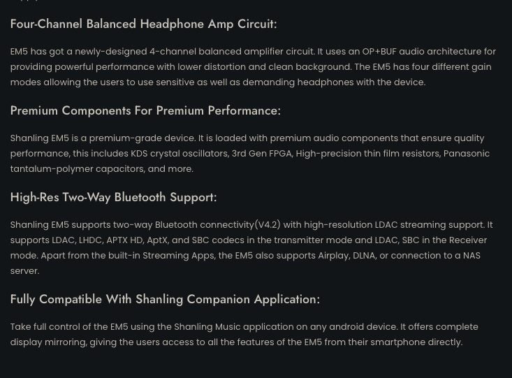 Shanling EM5 DAC Desktop Streaming Digital Music Player Headphone Amplifier New - GreshamTech