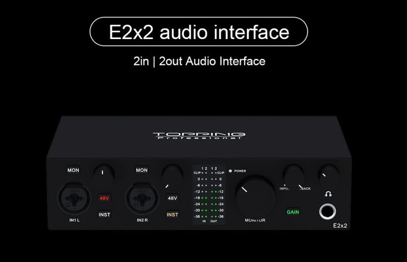 Topping E2x2 Audio Interface recording device USB Brand New 7-9 days - GreshamTech