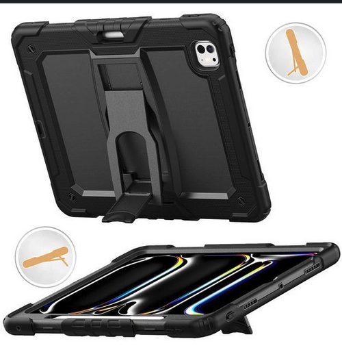 New iPad Pro 11 / 13 inch 2024 (M4) Shockproof Stand Case Black color New - GreshamTech