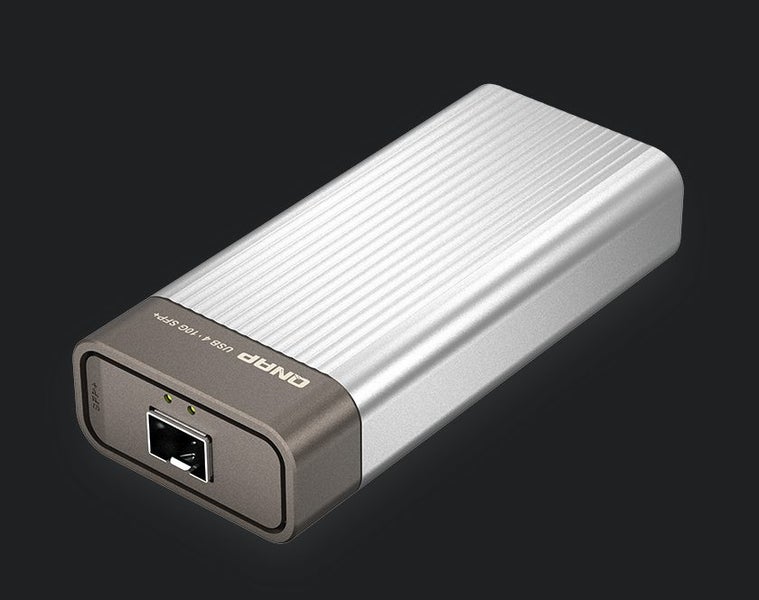 QNAP QNA-UC10G1SF Portable USB4 and Thunderbolt 3/4 to 10GbE SFP+ Card New - GreshamTech