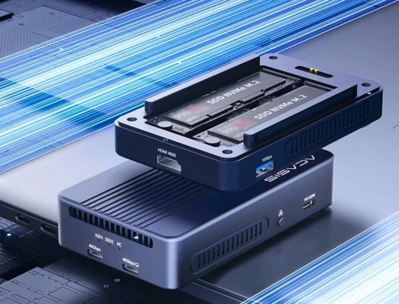 Thunderbolt 3 Enclosure M.2 Dual Nvme SSD USB4 40Gbp/s HDMI USB Acasis Brand New - GreshamTech