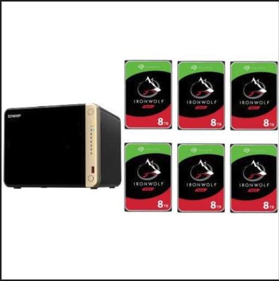 QNAP TS-664 6 Bay 8GB Desktop NAS With 6x 8TB NAS HDD Bundle Brand New - GreshamTech