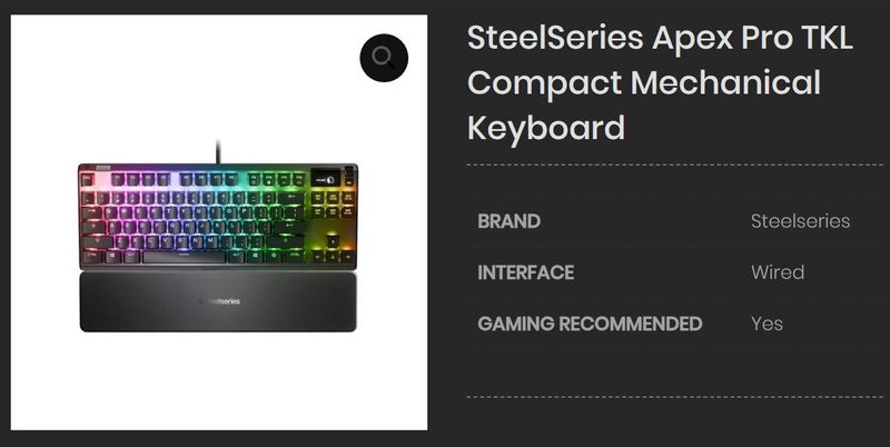 SteelSeries Apex Pro TKL 2022 Wired Keyboard Ten Key Less Brand New Gen1 - GreshamTech