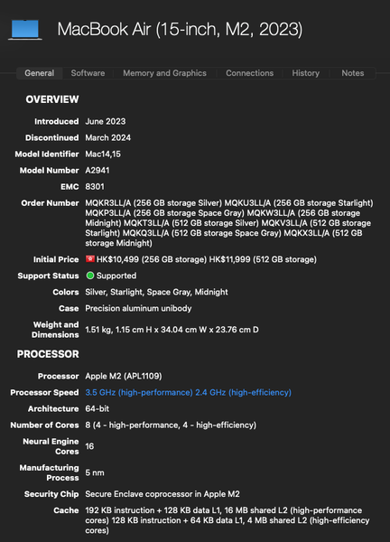 Macbook Air 15 2023 M2 8GB+256GB PING ( A2941 , no windows ) - GreshamTech