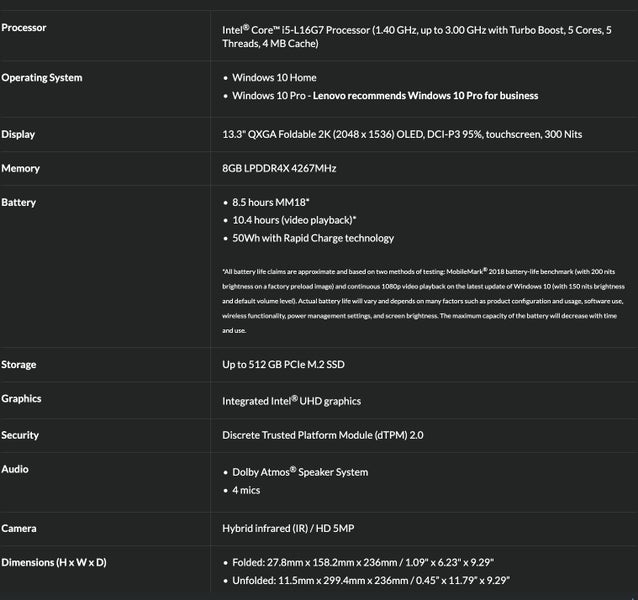 Thinkpad X1 Fold 13 inch 2K Foldable Tablet 8GB+512GB 5G Cellular 2020 Like New - GreshamTech