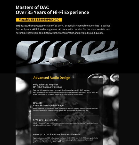 Shanling EH3 Desktop DAC/Amplifier Digital Music Player Headphone Amplifier New - GreshamTech