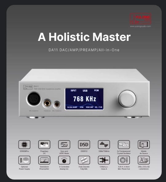 DAART DA11 Desktop DAC & Headphone Amplifier ES9038PRO FPGA (YULONG) Brand New - GreshamTech