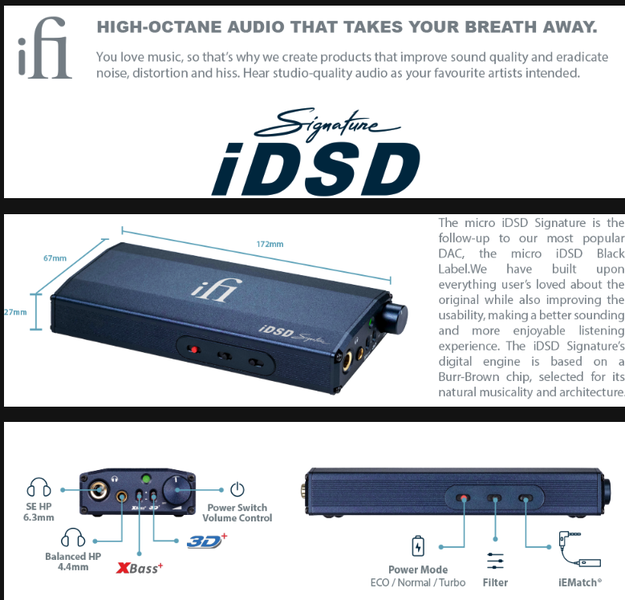 iFi Micro iDSD Signature Transportable DAC and Headphone Amp Brand NEw - GreshamTech