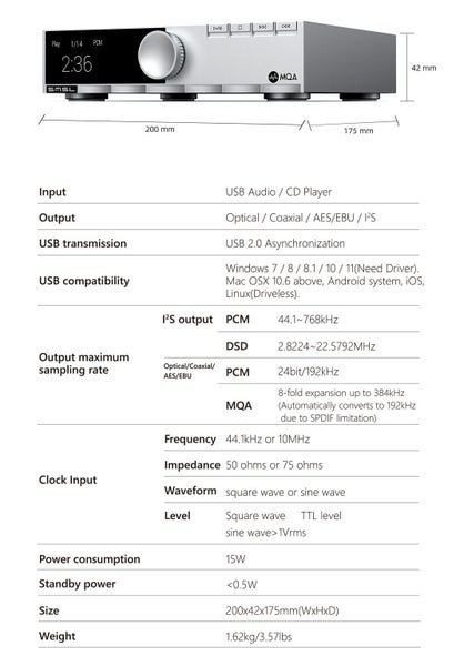 SMSL S.M.S.L PL200T MQA CD Player DAC DSD512 Bluetooth LDAC Aptx-HD New - GreshamTech