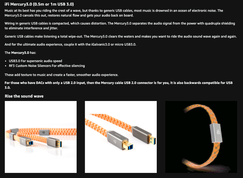 iFi Mercury3.0 Audiophile USB 3.0 A to B Cable Audio cable High-end Brand New - GreshamTech