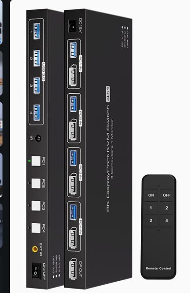 KVM for Display and Mice Keyboard DP / HDMI 8K 60hz and 4K 144Hz New - GreshamTech