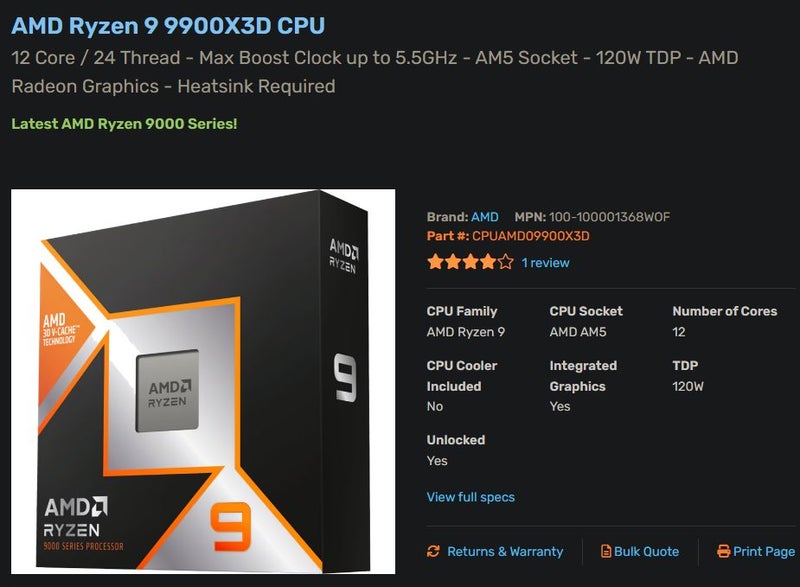 AMD CPU 9900X 12 cores Brand New - GreshamTech