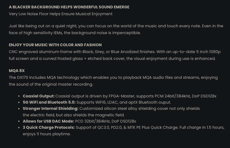 iBasso DX170 DAC music ECS43131 Digital Audio Player High fidelity Brand New - GreshamTech