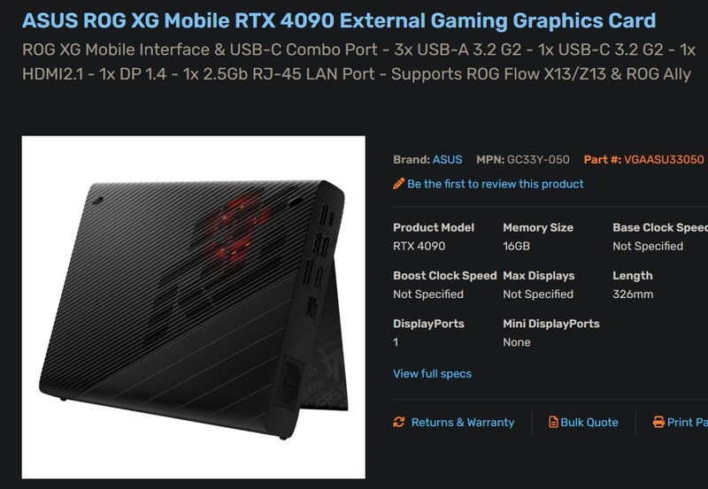 Asus ROG XG Mobile Station RTX4090 laptop External GPU for ROG X Flow Laptop - GreshamTech