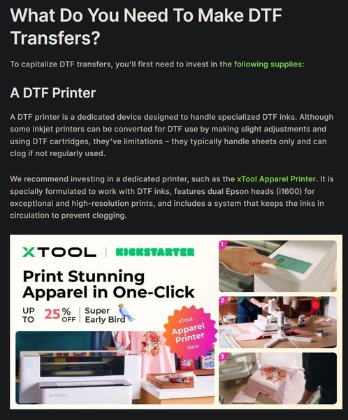 xTool DTF Direct-to-Film Clothes Printer Brand New - GreshamTech