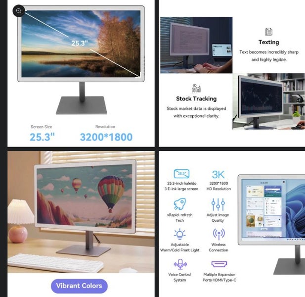 BIGME 25inch Kaleido 3 Paperlike E-ink Color Display Monitor Brand New - GreshamTech