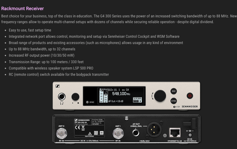 Sennheiser EW 300 G4-HEAD microphone revceiver remote wireless Brand New - GreshamTech