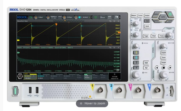 Rigol DHO-1204 Oscilloscope 200Mhz, 4 Channels, 2Gsa/s Brand New - GreshamTech