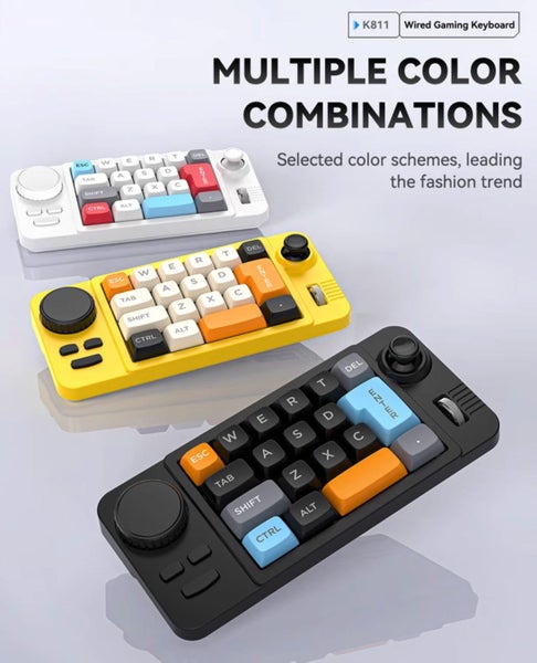 K811 Keyboard controller Corded for Gamimg Wired Single Hand keybaord Brand New - GreshamTech