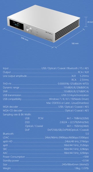 SMSL S.M.S.L Audio D400ES / D400 ES Audio high fidelity DAC DAP ES9039MSPRO - GreshamTech