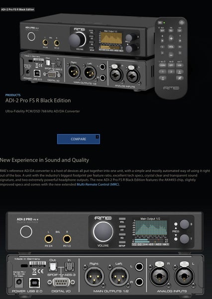 RME ADI-2 Pro FS R DAC DAP Music Player high fidelity DSD Brand New - GreshamTech