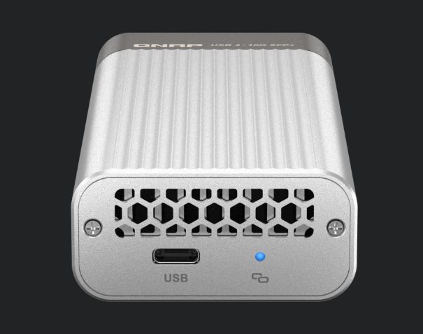 QNAP QNA-UC10G1SF Portable USB4 and Thunderbolt 3/4 to 10GbE SFP+ Card New - GreshamTech