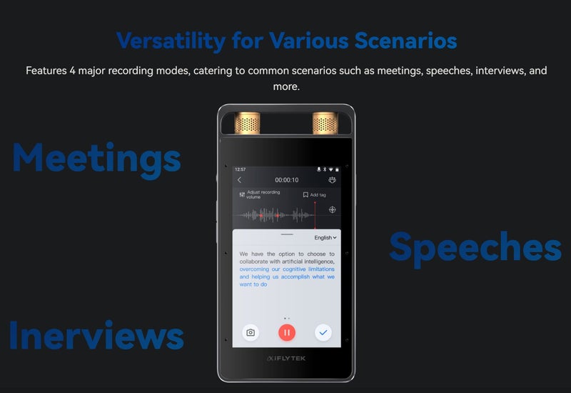 iFLYTEK Smart Recorder Translator Pro Support for 60 Languages Brand New - GreshamTech