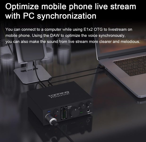 Topping E1x2 Audio Interface recording device USB Brand New - GreshamTech