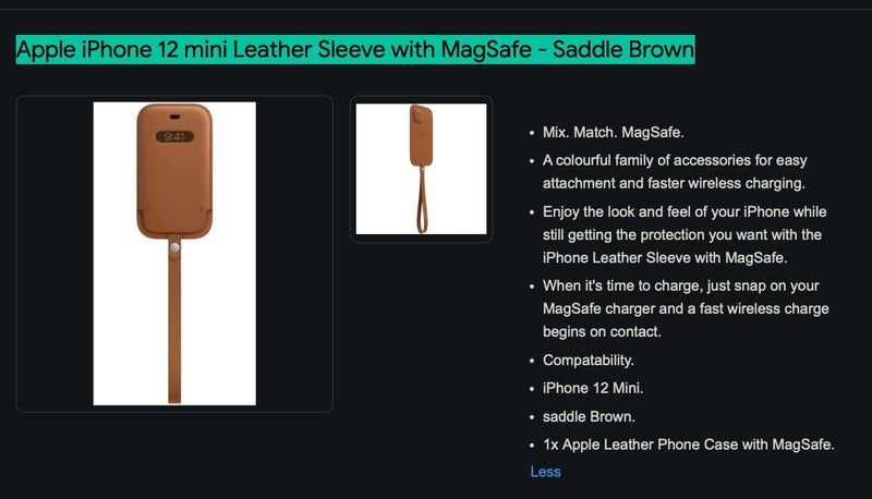 Apple iPhone 12 mini Leather Sleeve with MagSafe - Saddle Brown Brand New 0347 - GreshamTech