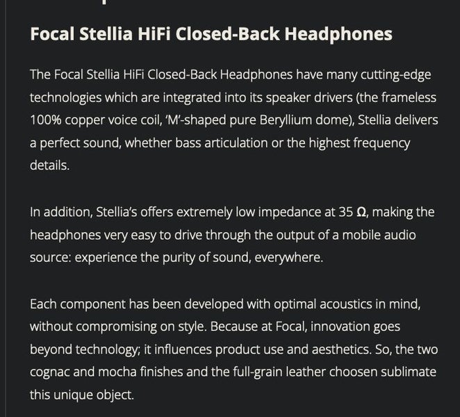 Focal Stellia Closed-Back Wired Headphones Ex-demo Good condition no box - GreshamTech