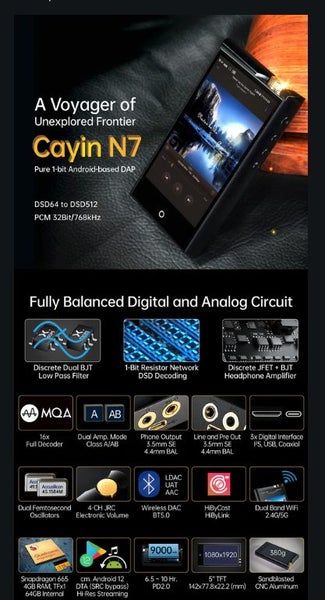 Cayin N7 DAC High fidelity Android Music Player 1-bit discrete Brand New - GreshamTech