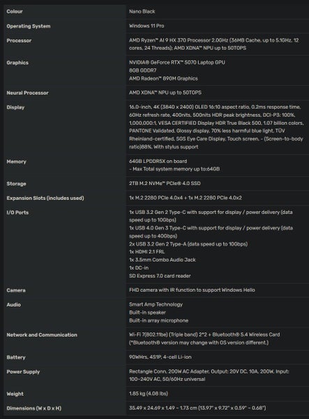 ASUS ProArt P16 RTX 5070 PC Gaming 16 2.8K OLED 120Hz Touch Touch Screen New - GreshamTech