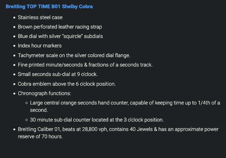 Breitling Top Time B01 Shelby Cobra 41mm AB01763A1C1X1 Watch Like New - GreshamTech