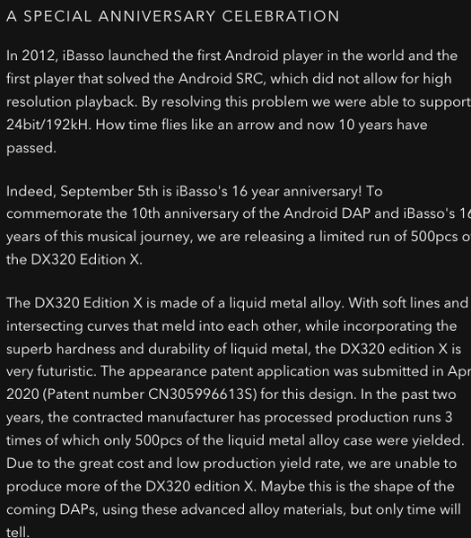 iBasso DX320 Edition X DAC DAP Music Player high fidelity DSD Like New ex-demo - GreshamTech