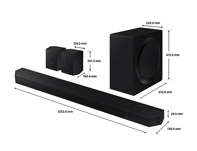 Samsung Q-series Soundbar HW-Q990D 11.1.4ch Sub Woofer & Rear Speaker Brand New - GreshamTech
