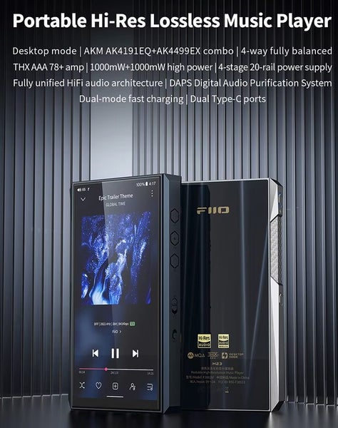 FiiO M23 Portable High-Resolution Audio Player DAC music player ak4499 Brand New - GreshamTech
