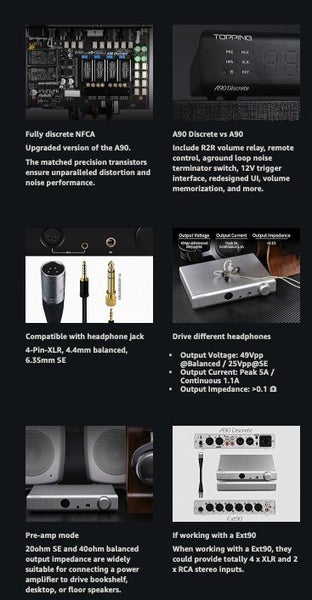 Topping A90 Discrete NFCA Headphone Amplifier Pre-Amplifier 6.35mm/4.4mm New - GreshamTech