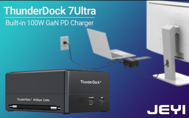 JEYI GaN Thunderbolt 3 Dock Nvme SSD USB4 40Gbp/s 8K DP 60W 8-in-1 Brand New - GreshamTech