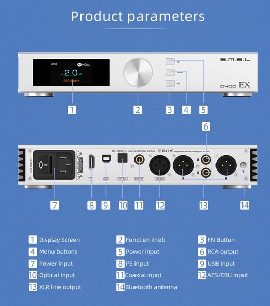 SMSL S.M.S.L Audio D400EX / D400 EX Audio high fidelity DAC DAP AK4499EX*2 New - GreshamTech