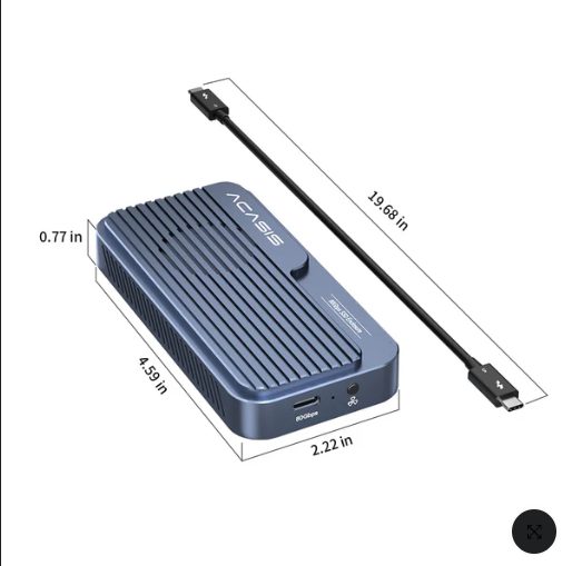 Thunderbolt 5 / TB5 Enclosure M.2 Nvme SSD USB5 / USB4 80Gbp/s Acasis Brand New - GreshamTech